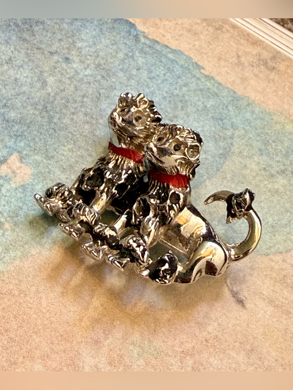 Silver-Tone Dog Brooch